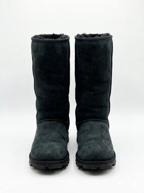 UGG Australia Classic Tall Sunburst Boots Black Shearling Sheepskin Womens 6